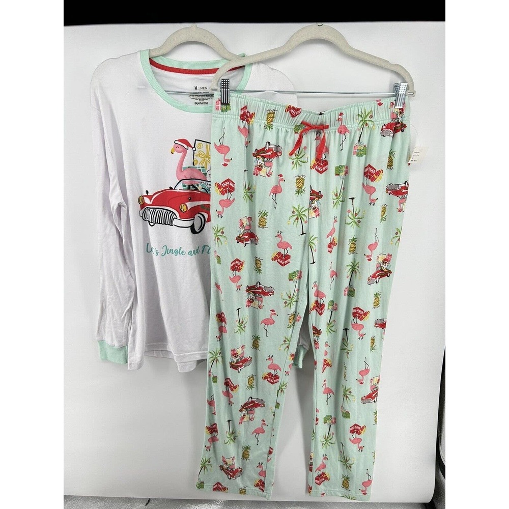 Pajamarama Men 2-Pc Let's Jingle & Flamingo Top & Pants Pajama Set Size M